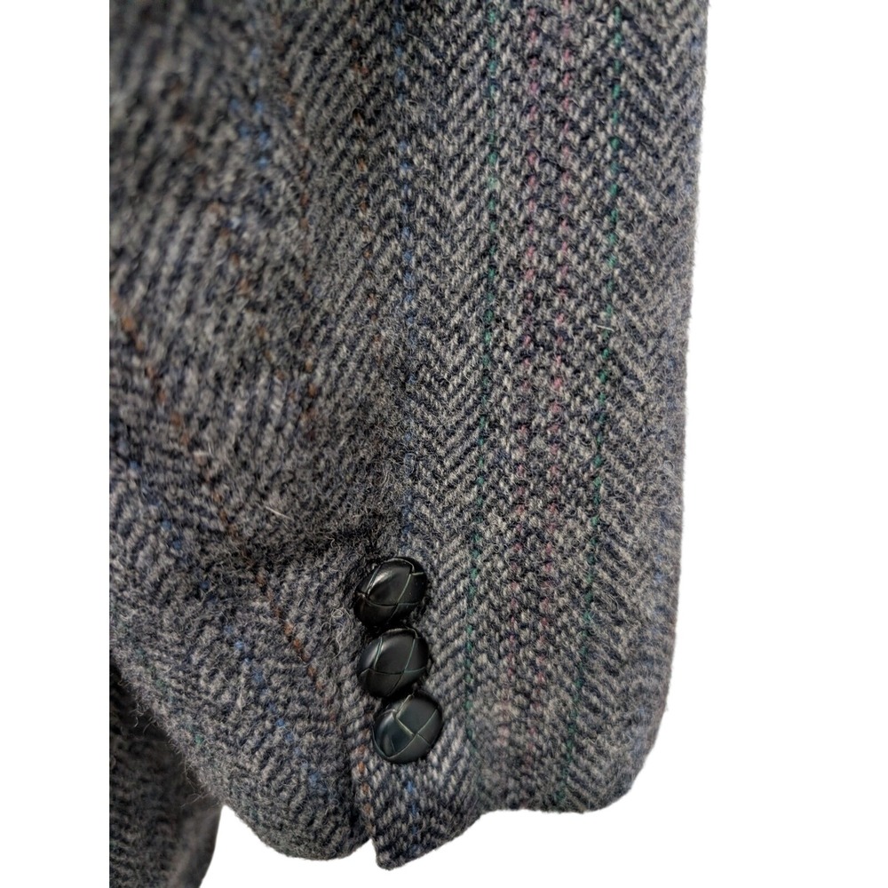 Vintage Andover 100% Virgin Wool Mens Dark Grey Herringbone Blazer Size 50 - Picture 8 of 11